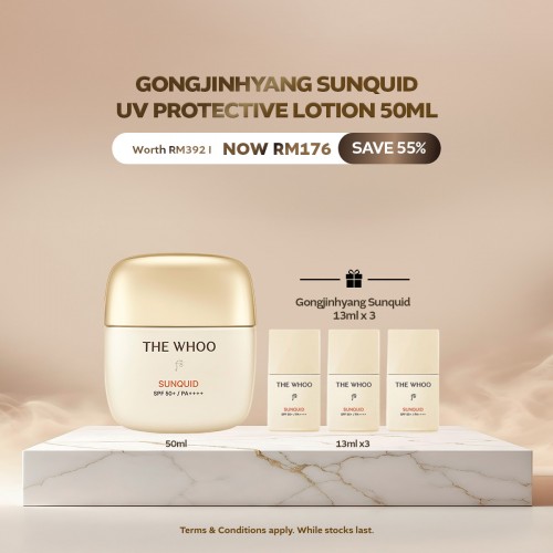 [Mid Month Exclusive] Gongjinhyang Sunquid UV Protective Lotion SPF 50+ PA++++ 50ml (worth RM392)
