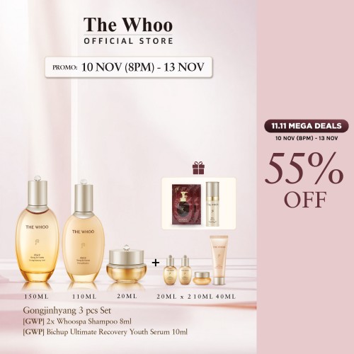 GongJinHyang Firming 3pcs Special Set + Whoospa Shampoo + Bichup Ultimate Recovery Youth Serum