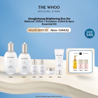[OCT] Gongjinhyang Brigthening Duo Set - Balancer 150ml + Emulsion 110ml & 4pcs Kit (worth RM938)