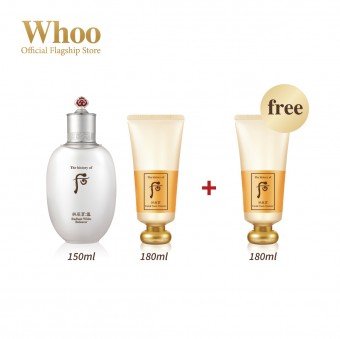 The History of Whoo: Gongjinhyang Foam Cleanser 180ml + Seol Radiant White Balancer 150ml FREE Essen